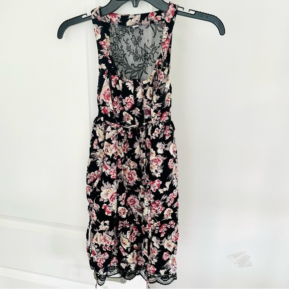 Target Brand Floral Black Lace Button Down Mini Dress Size XS - Picture 1 of 13